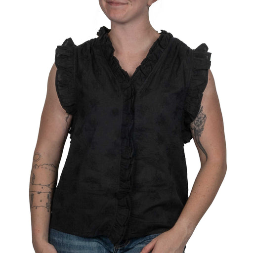 Ivy Jane Eyelet Ruffled Top - Black WOMEN - Clothing - Tops - Short Sleeved Ivy Jane