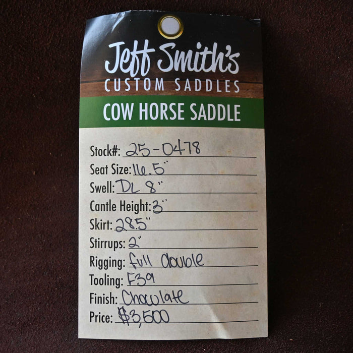 16.5" JEFF SMITH DONN LESON COW HORSE SADDLE Saddles - New Jeff Smith