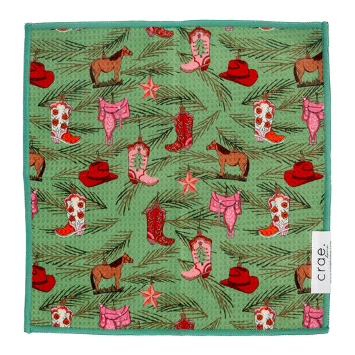 Double Sided Washcloth - Country Christmas Green HOME & GIFTS - Tabletop + Kitchen - Kitchen Decor Crae Home