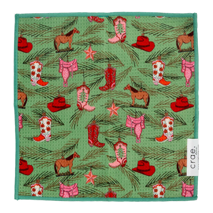 Double Sided Washcloth - Country Christmas Green HOME & GIFTS - Tabletop + Kitchen - Kitchen Decor Crae Home