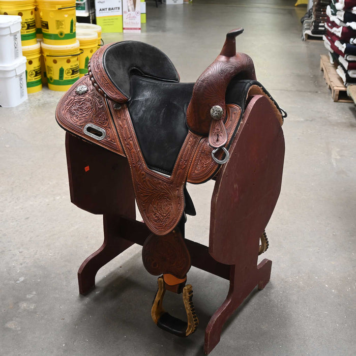 14.5" USED CIRCLE Y JACKIE JATZLAU TREELESS BARREL SADDLE Saddles - Used Circle Y Saddlery