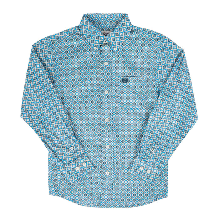 Cinch Boy's Diamond Geo Print Button Down Shirt