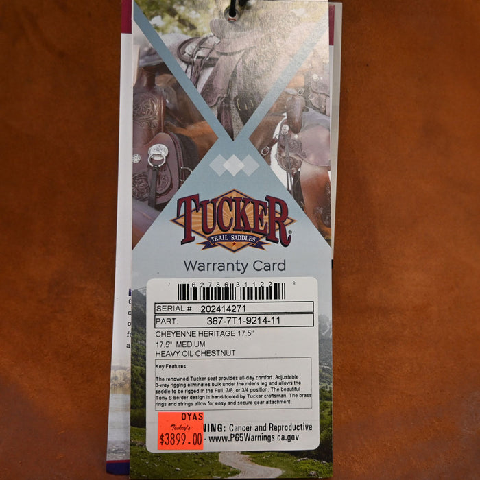 17.5" TUCKER CHEYENNE HERITAGE TRAIL SADDLE Saddles - New Tucker