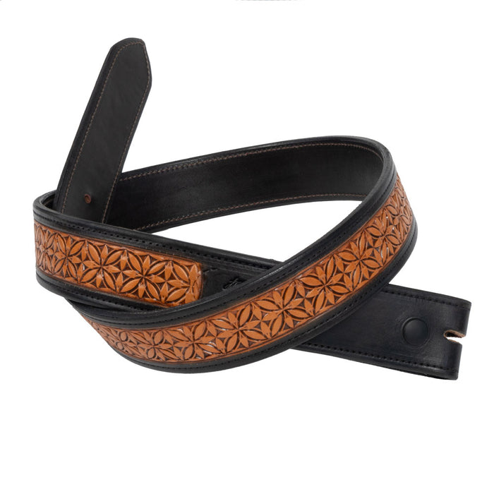 Randall Top Shelf Tooled Flower Cross Belt - Black/Antique MEN - Accessories - Belts & Suspenders Randall Top Shelf
