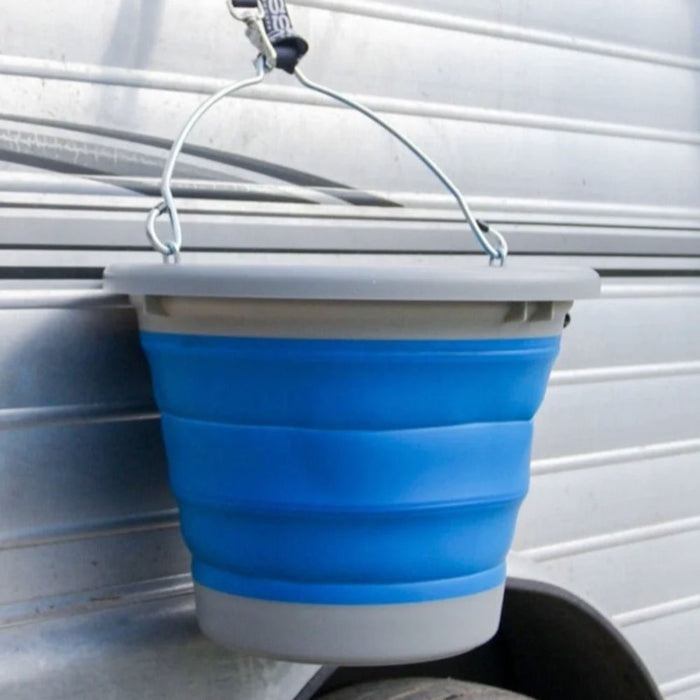Boss Equine Collapsible Water Bucket for Horses Barn - Buckets & Hangers Boss Equine Products Grey/Royal Blue