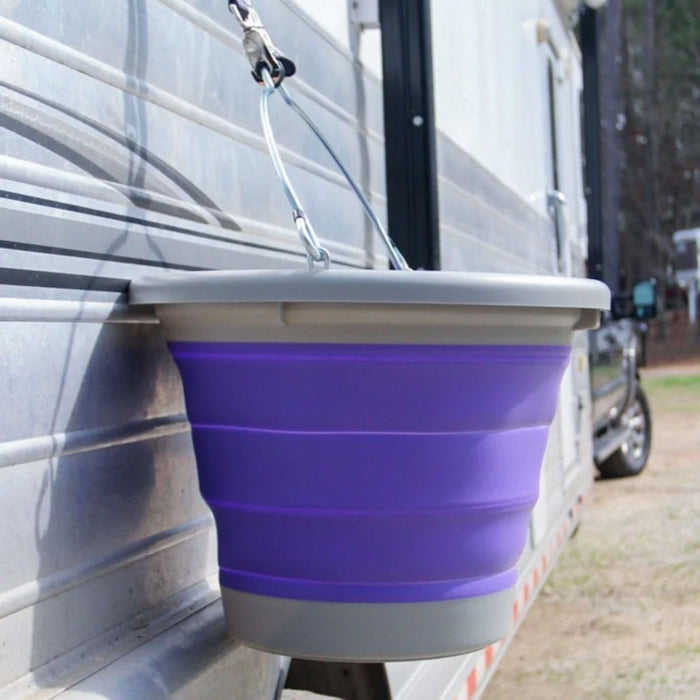 Boss Equine Collapsible Water Bucket for Horses Barn - Buckets & Hangers Boss Equine Products Grey/Purple