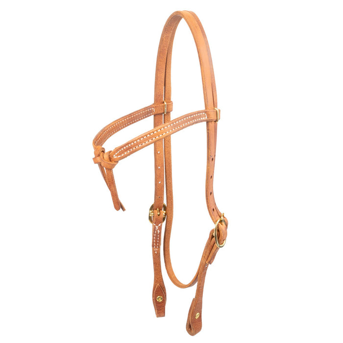 Teskey's Knotted Browband Headstall w/Chicago Screws Tack - Headstalls Teskeys