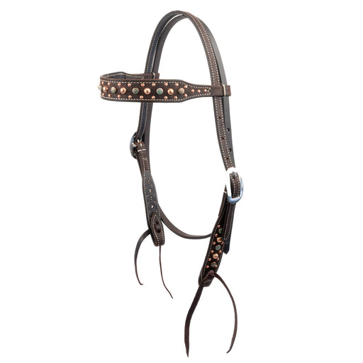 Martin Saddlery Floral Dots Chocolate Browband Headstall Tack - Headstalls Martin Saddlery
