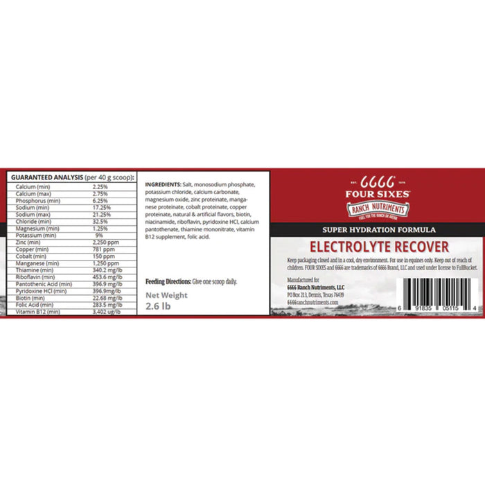 6666 Ranch Nutriments Electrolyte Recover Equine - Supplements 6666 Ranch Nutriments