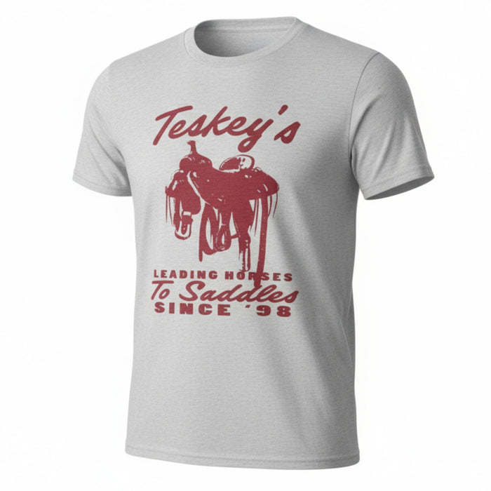 Teskey's Leading Horses To Saddles Tee - Oatmeal