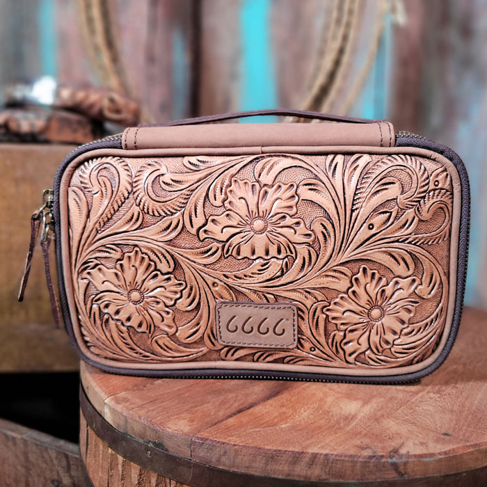 6666 Collection Tooled Leather Travel Case ACCESSORIES - Luggage & Travel - Cosmetic Bags 6666 Collection