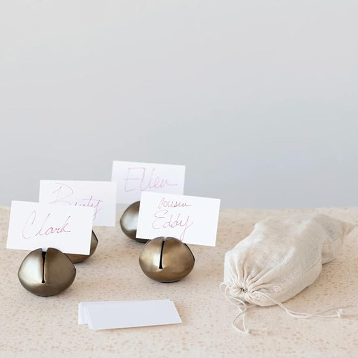 Metal Bell Place Card Holders - Set of 4 HOME & GIFTS - Home Decor - Seasonal Decor Creative Co-Op