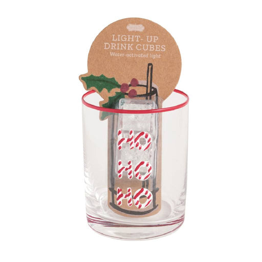 Mud Pie Ho Ho Ho Glass & Light Up Cube Set HOME & GIFTS - Tabletop + Kitchen - Drinkware + Glassware Mud Pie