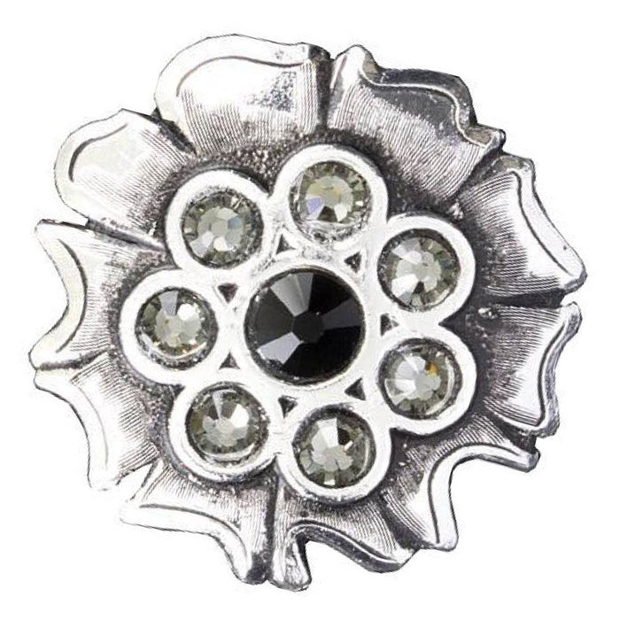 Silver Antique Finish with Black Crystal Center Concho Tack - Conchos & Hardware MISC