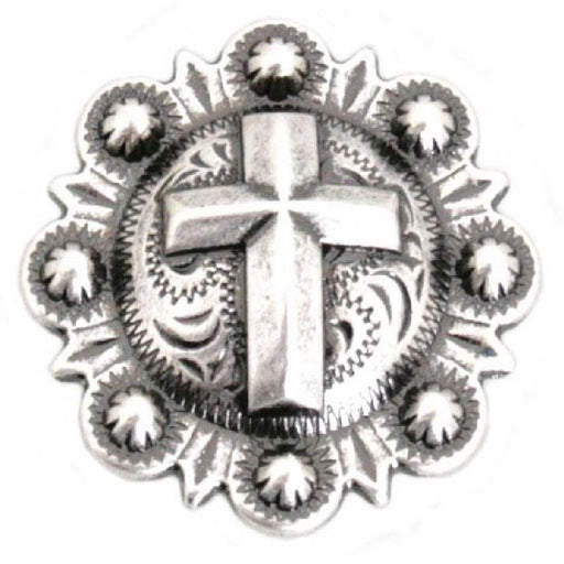 Antique Silver Cross Berry Concho Tack - Conchos & Hardware MISC