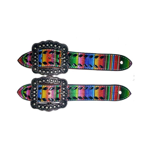 Teskey's Serape Belt Spur Straps w/Buckstitch Tack - Spur Straps Teskey's Black