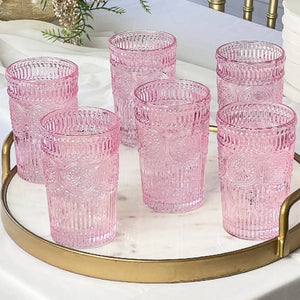 Vintage Textured Drinking Glass - Pink HOME & GIFTS - Tabletop + Kitchen - Dinnerware Kate Aspen