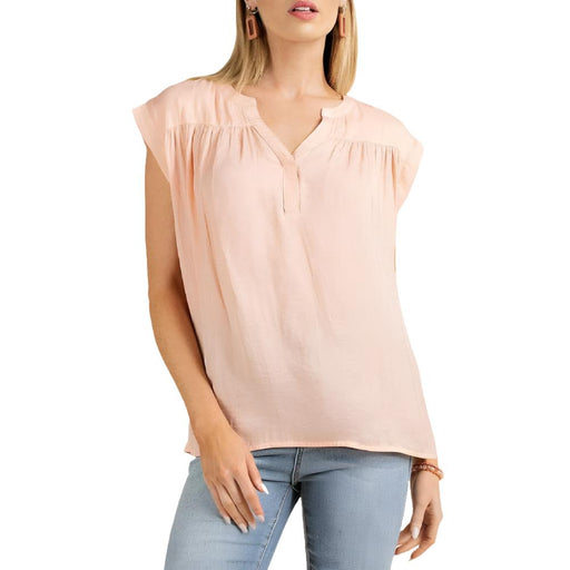 Satin V-Neck Top WOMEN - Clothing - Tops - Short Sleeved Kori America