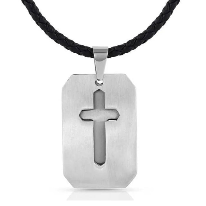 * Montana Silversmiths Striking Edge Cross Dog Tag Necklace - FINAL SALE MEN - Accessories - Jewelry & Cuff Links Montana Silversmiths