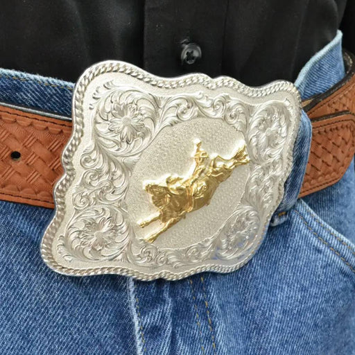 Montana Silversmiths Scalloped Bull Rider Belt Buckle ACCESSORIES - Additional Accessories - Buckles Montana Silversmiths