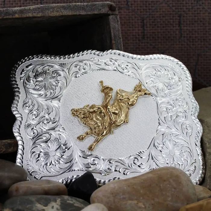 Montana Silversmiths Scalloped Bull Rider Belt Buckle ACCESSORIES - Additional Accessories - Buckles Montana Silversmiths
