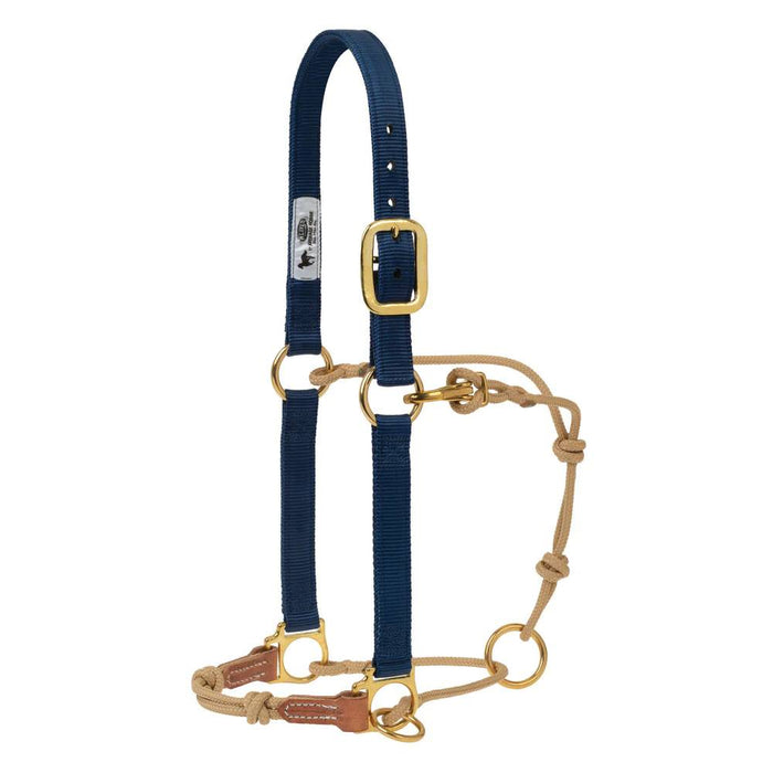 Weaver Horseman's Halter with Side Ring Tack - Halters & Leads Weaver Small Navy/Tan