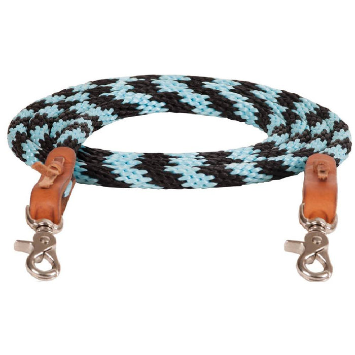 Round Braided Trail Rein Tack - Reins Mustang Turquoise/Black