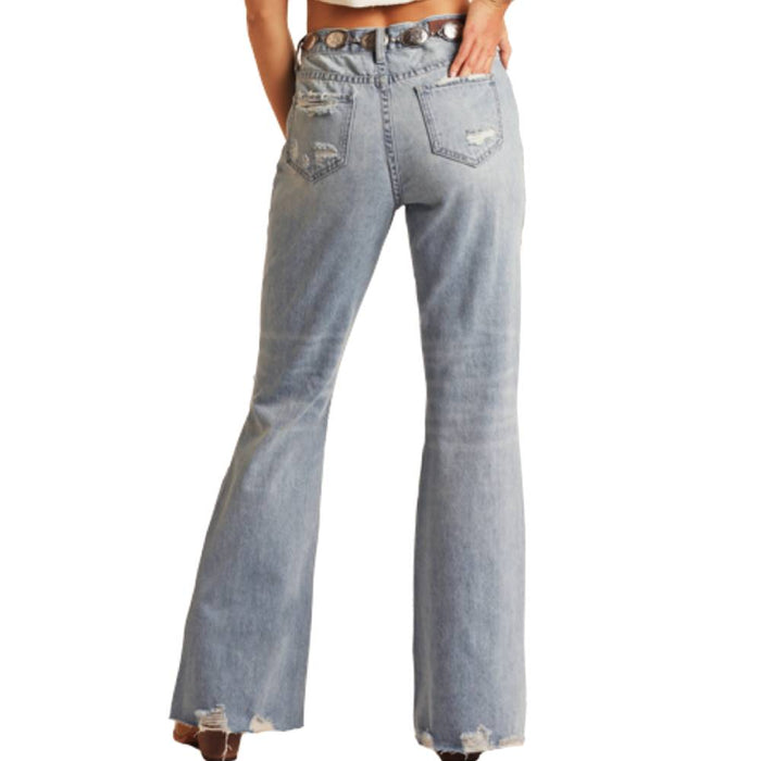 Rock & Roll Denim Women's Distressed Flare Jeans WOMEN - Clothing - Jeans Panhandle
