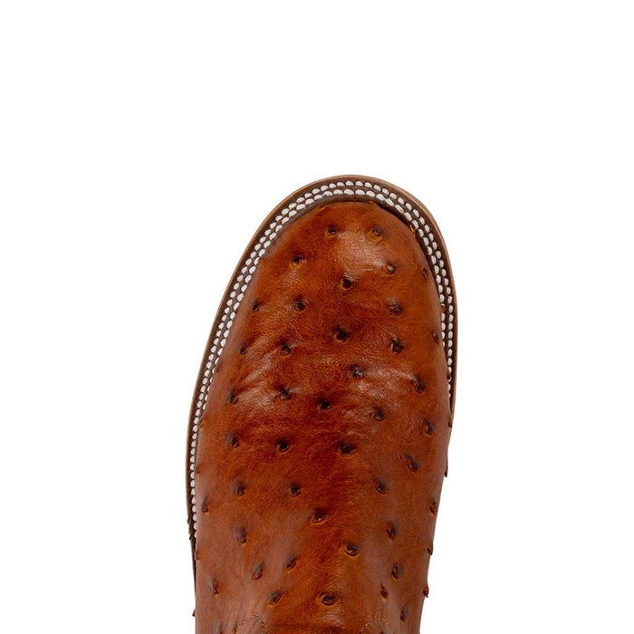 Anderson Bean Men's Cognac Rustic Full Quill Ostrich Boot - Teskey's Exclusive MEN - Footwear - Exotic Western Boots Anderson Bean Boot Co.