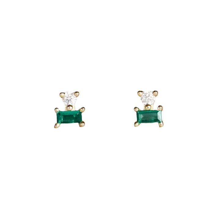 Double Stud Stack Emerald Earring WOMEN - Accessories - Jewelry - Earrings JaxKelly