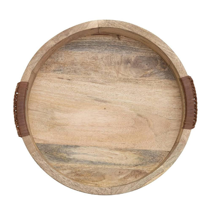 Mango Wood Tray w/ Leather Wrap Handle HOME & GIFTS - Home Decor - Decorative Accents Creative Co-Op
