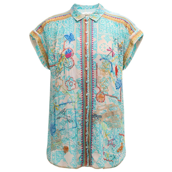 * Johnny Was Dionne Button Down Blouse - FINAL SALE WOMEN - Clothing - Tops - Short Sleeved Johnny Was Collection