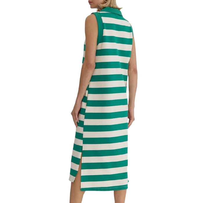 Stripe Collar Sleeveless Dress WOMEN - Clothing - Dresses Entro