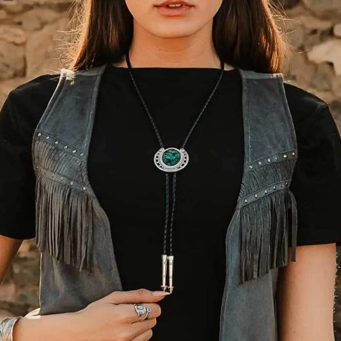 Montana Silversmiths The Pioneer's Turquoise Bolo Tie WOMEN - Accessories - Jewelry - Necklaces Montana Silversmiths