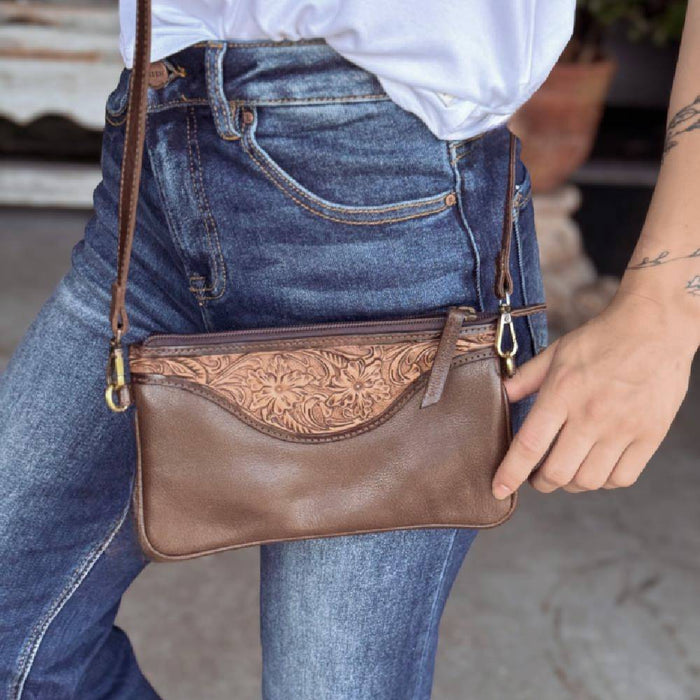 Scout Leather Co. Ellie Tooled Crossbody - Brown WOMEN - Accessories - Handbags - Crossbody bags Scout Leather Goods