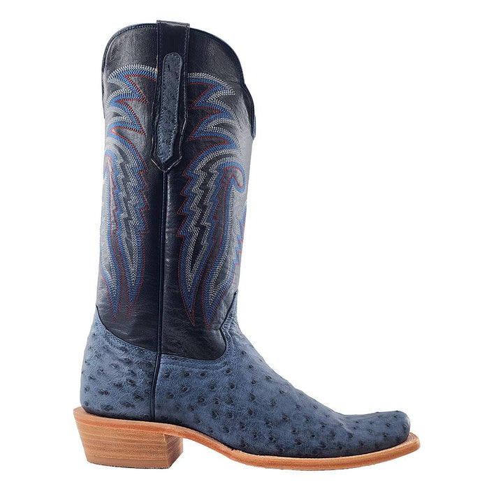 R. Watson Men's Denim Bruciato Full Quill Ostrich Cutter Toe Boot MEN - Footwear - Exotic Western Boots R Watson