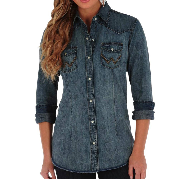 Wrangler Women's Denim Snap Shirt WOMEN - Clothing - Tops - Long Sleeved Wrangler