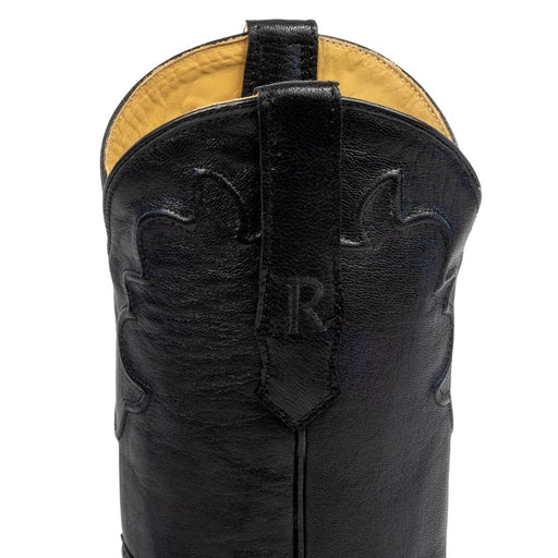 R. Watson Men's Black Smooth Ostrich Round Toe Roper Boot - FINAL SALE MEN - Footwear - Exotic Western Boots R Watson