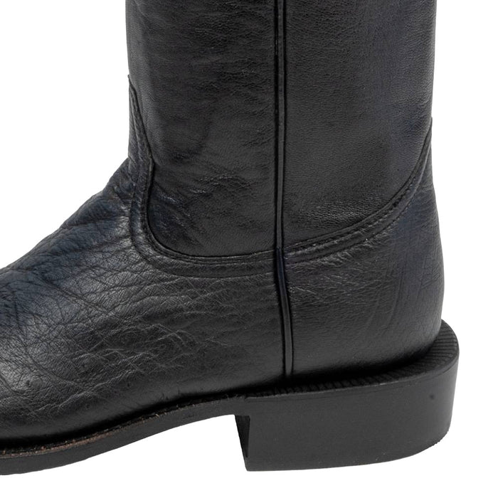 R. Watson Men's Black Smooth Ostrich Round Toe Roper Boot - FINAL SALE MEN - Footwear - Exotic Western Boots R Watson