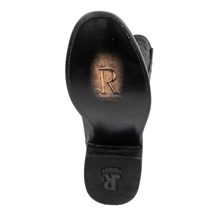 R. Watson Men's Black Smooth Ostrich Round Toe Roper Boot - FINAL SALE MEN - Footwear - Exotic Western Boots R Watson