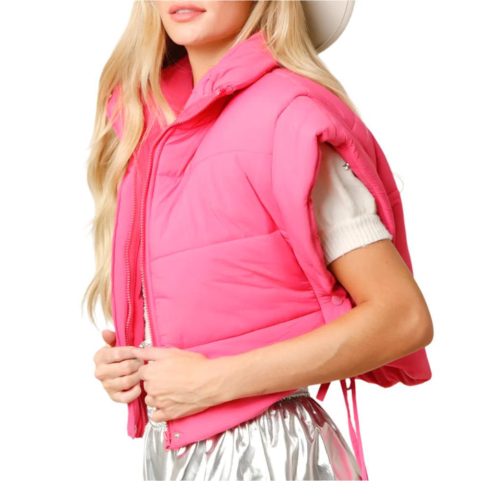 Cropped Puffer Vest - FINAL SALE WOMEN - Clothing - Outerwear - Vests Peach Love California