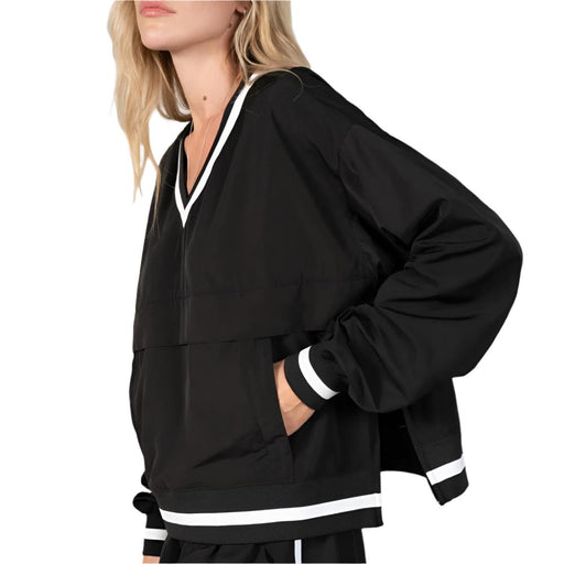 * V-Neck Windbreaker Top - FINAL SALE WOMEN - Clothing - Tops - Long Sleeved Lace Collective