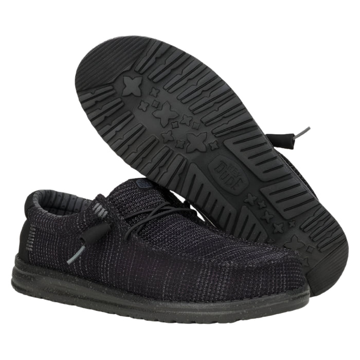 Hey Dude Wally Stretch Sox - Black/Black MEN - Footwear - Casual Shoes Hey Dude