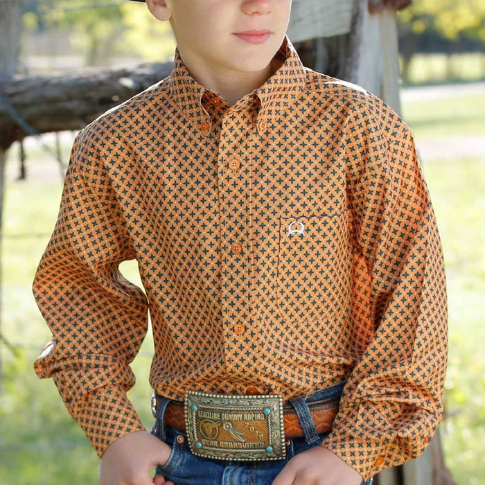 Cinch Boy's Arenaflex Geo Print Button Down Shirt KIDS - Boys - Clothing - Shirts - Long Sleeve Shirts Cinch