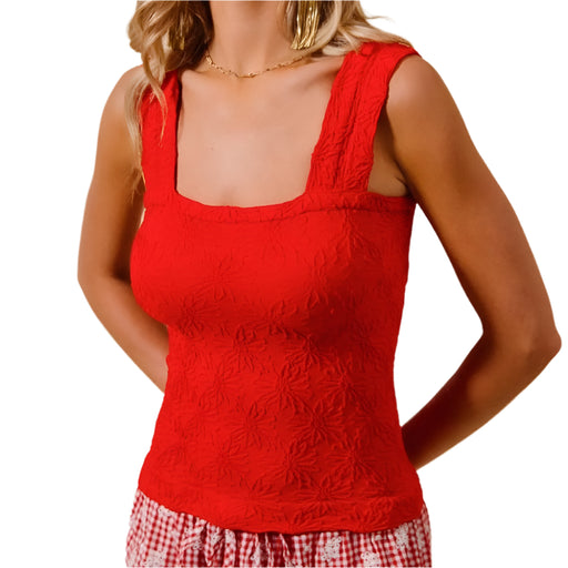 Floral Jacquard Seamless Tank Top WOMEN - Clothing - Tops - Sleeveless So Me