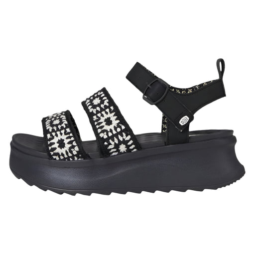 Hey Dude Delray Buckle Cottage Crochet Sandal - Black/White WOMEN - Footwear - Sandals Hey Dude