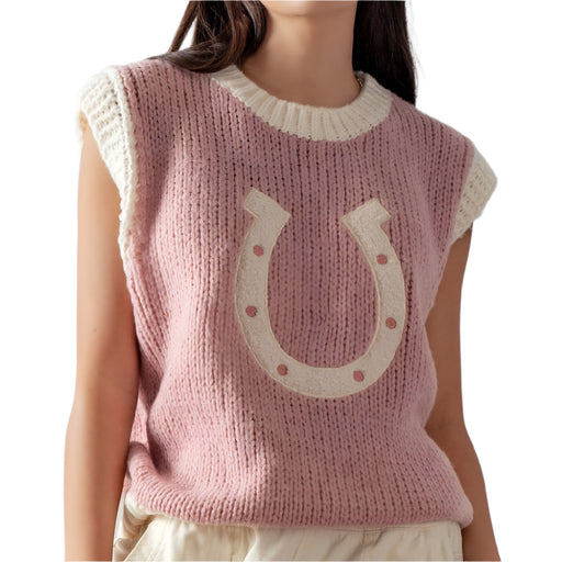Wild Woven Horseshoe Sweater Vest - Pink WOMEN - Clothing - Sweaters & Cardigans Urban Daizy