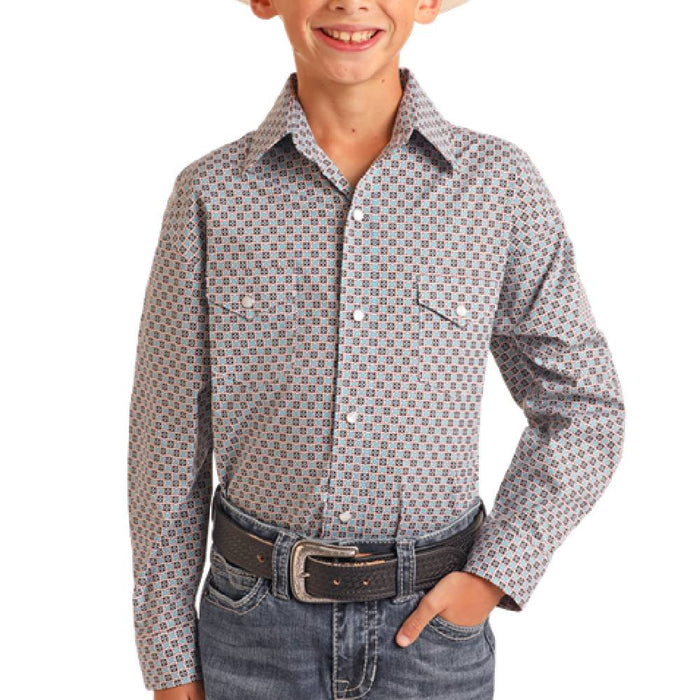 Panhandle Slim Boy's Pearl Snap Geo Print Shirt KIDS - Boys - Clothing - Shirts - Long Sleeve Shirts Panhandle