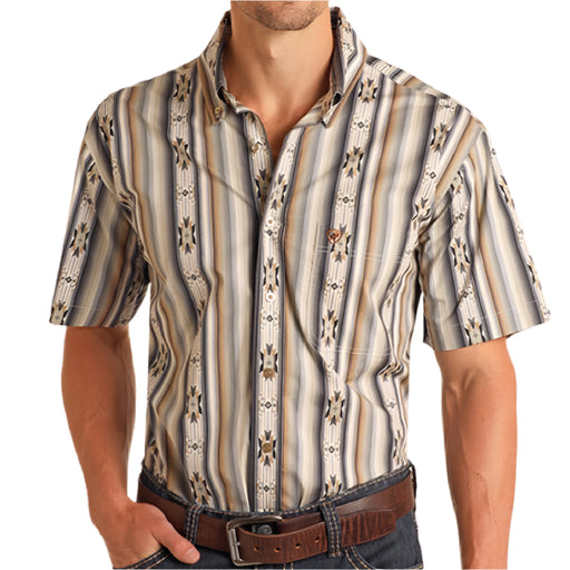 Rock & Roll Denim Men's Aztec Strip Button Down Shirt MEN - Clothing - Shirts - Short Sleeve Panhandle