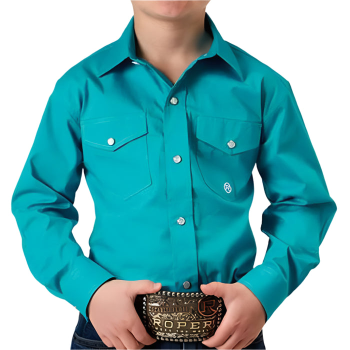 Roper Boy's Pearl Snap Stretch Western Shirt KIDS - Boys - Clothing - Shirts - Long Sleeve Shirts Roper Apparel & Footwear
